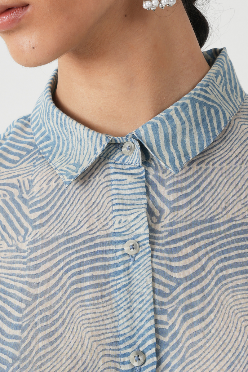 Jay Hand Printed Blue Shirt