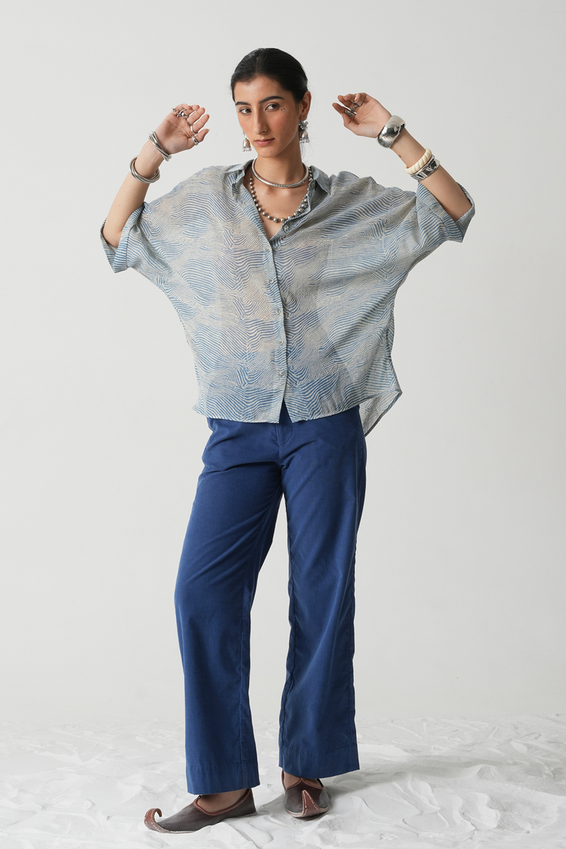 Jay Hand Printed Blue Shirt