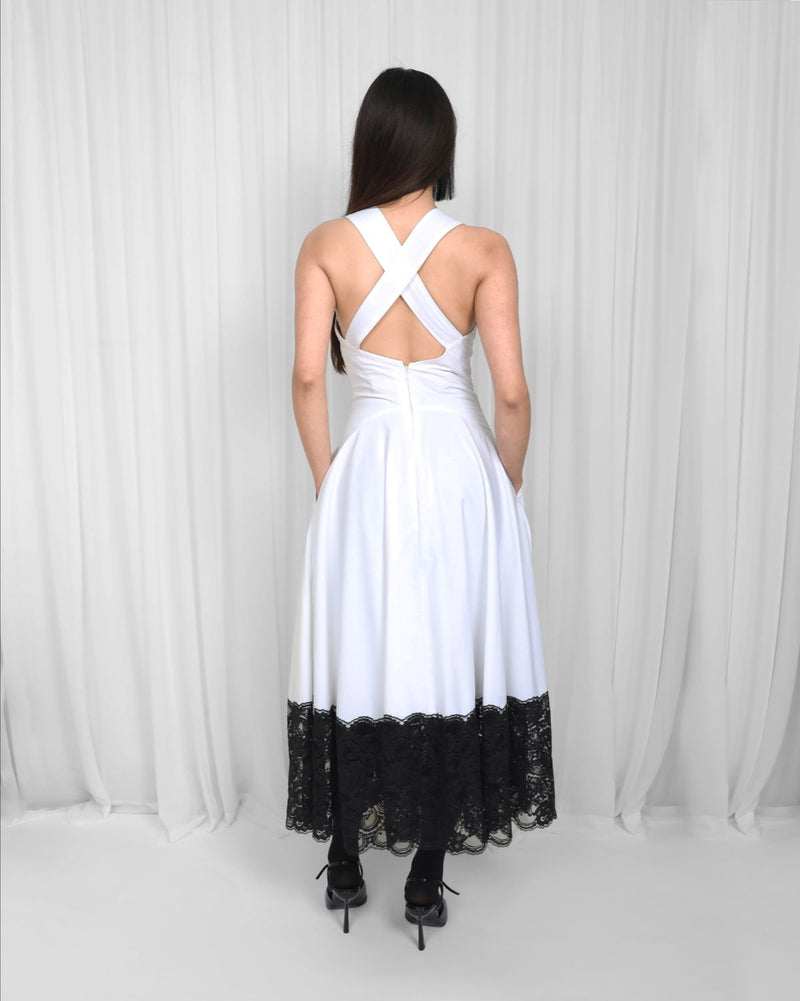 Jia Dress-Black & White 100% cotton Buy Jia Dress-Black & White from C&W | Dresses for Women by Leh Studios in black color for women in Singapore