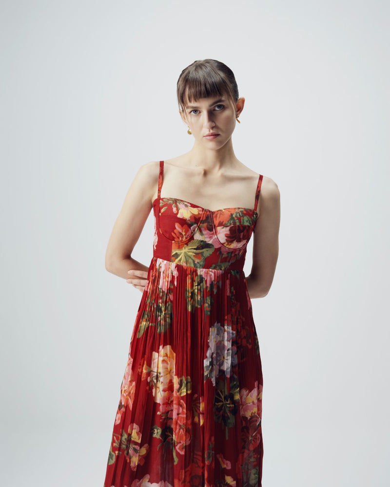 Jingle Bralette Dress by YAM in red color for women in Singapore