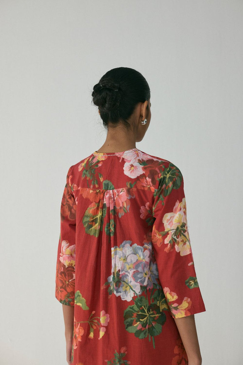 Jingle Long Kurta Set cotton by YAM in red color for women in Singapore