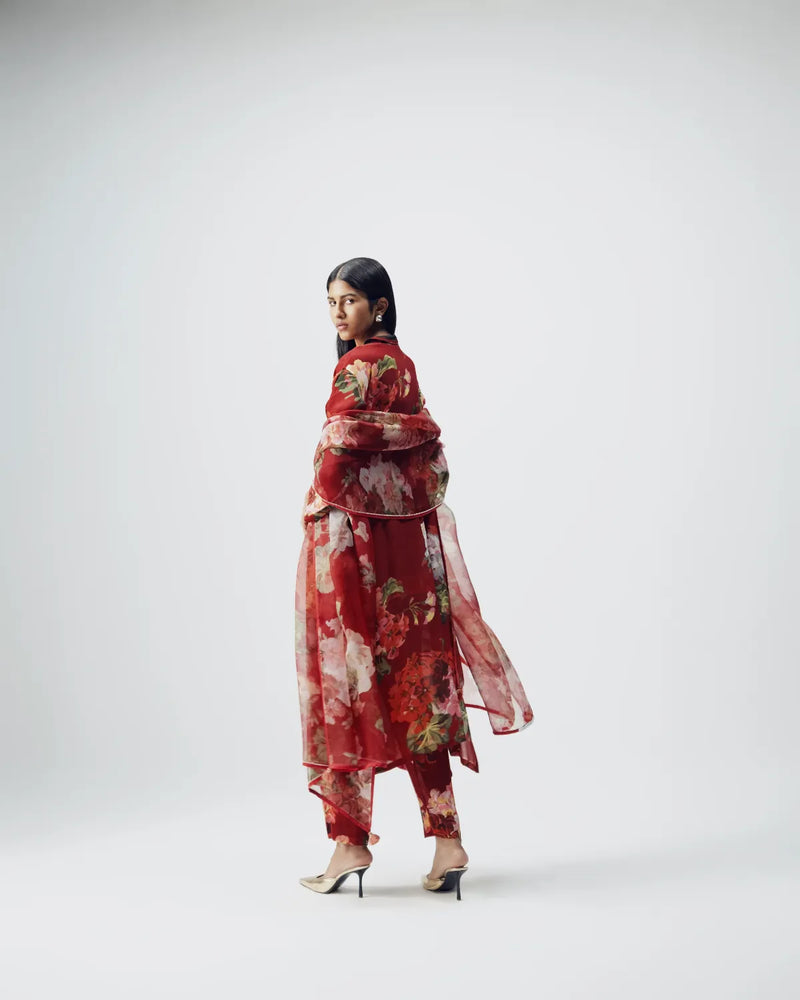 Jingle Organza Dupatta organza by YAM in red color for women in Singapore