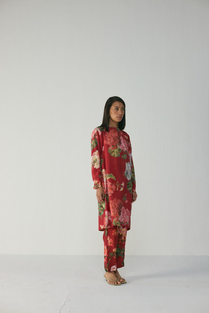 Jingle Silk Kurta Set silk by YAM in red color for women in Singapore