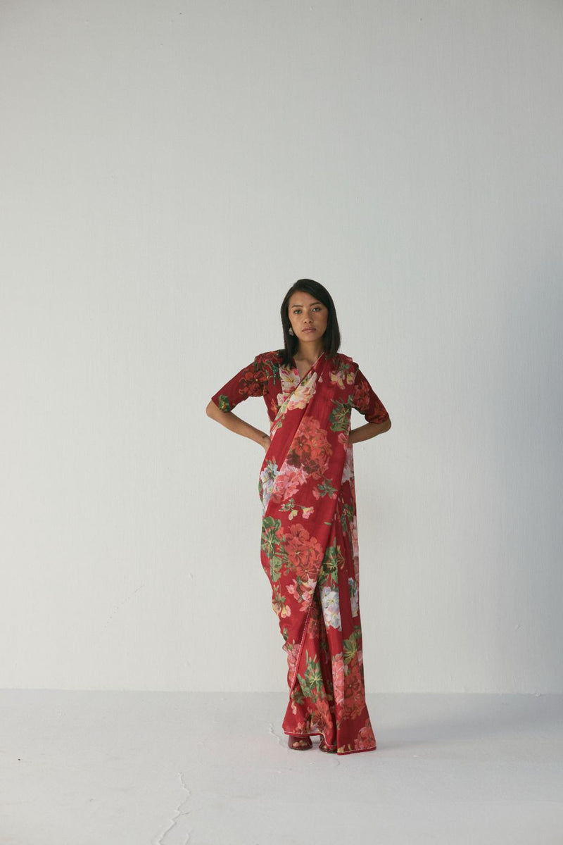 Jingle Silk Saree silk by YAM in red color for women in Singapore