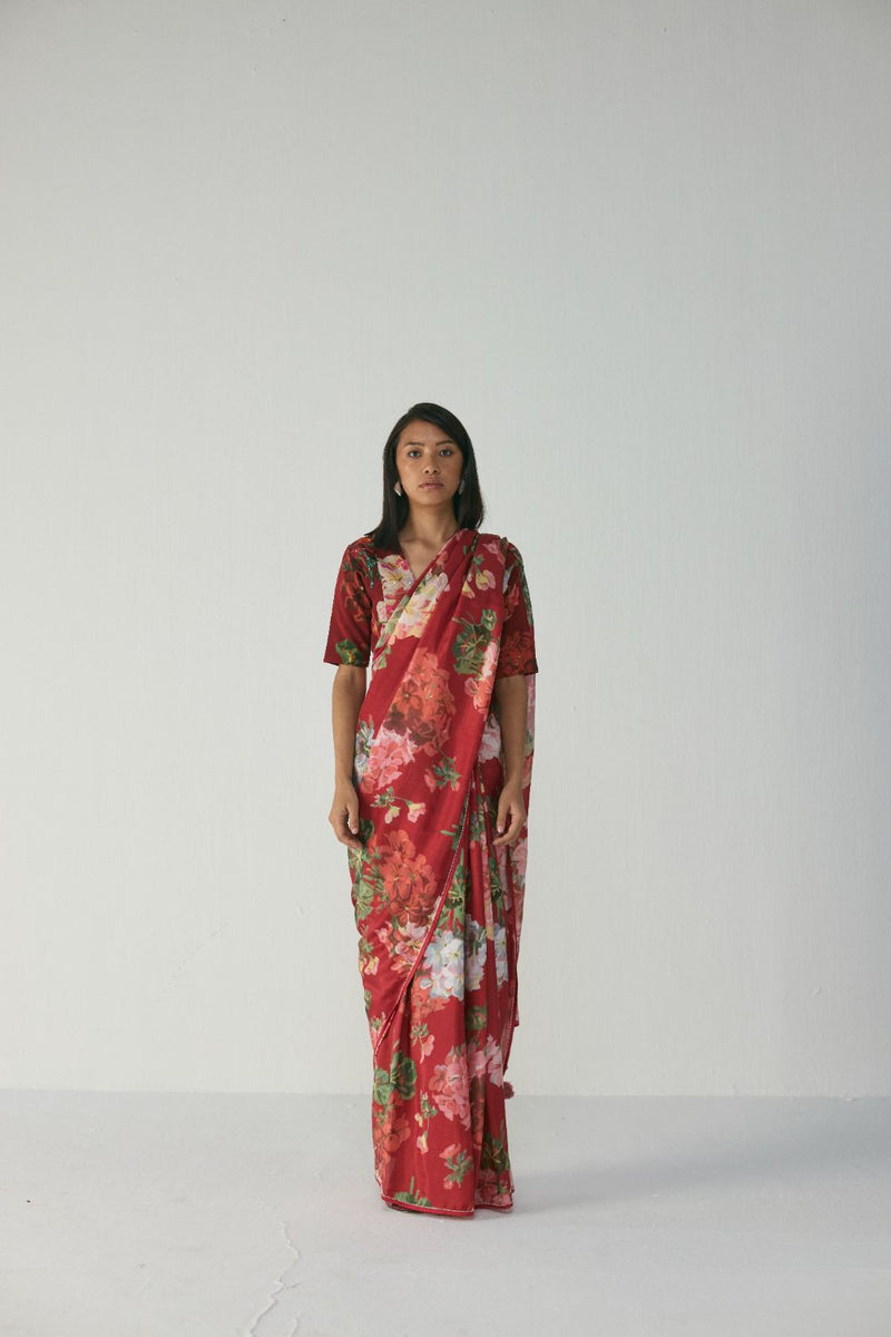 Jingle Silk Saree silk by YAM in red color for women in Singapore