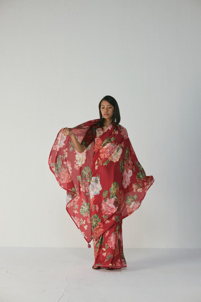 Jingle Silk Saree silk by YAM in red color for women in Singapore