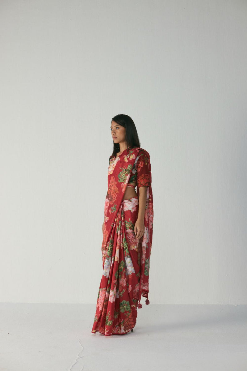 Jingle Silk Saree silk by YAM in red color for women in Singapore