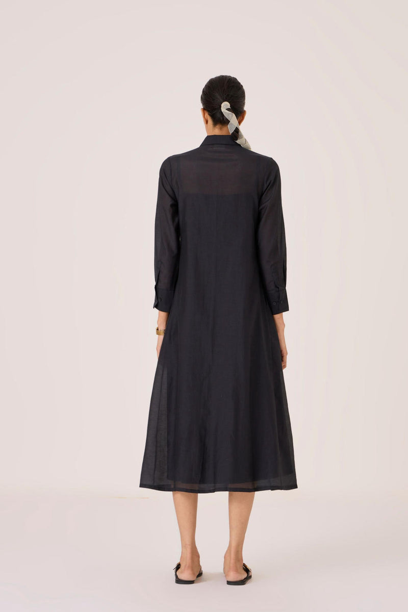 Jini Black Shirt Dress silk by The Summer House in black color for women in Singapore