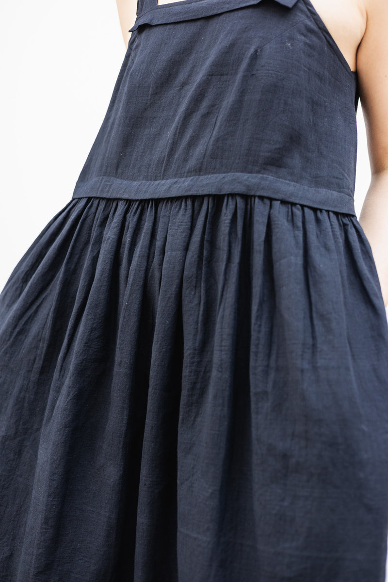 NY Black Dress-Black cotton by World of Crow in black color for women in Singapore