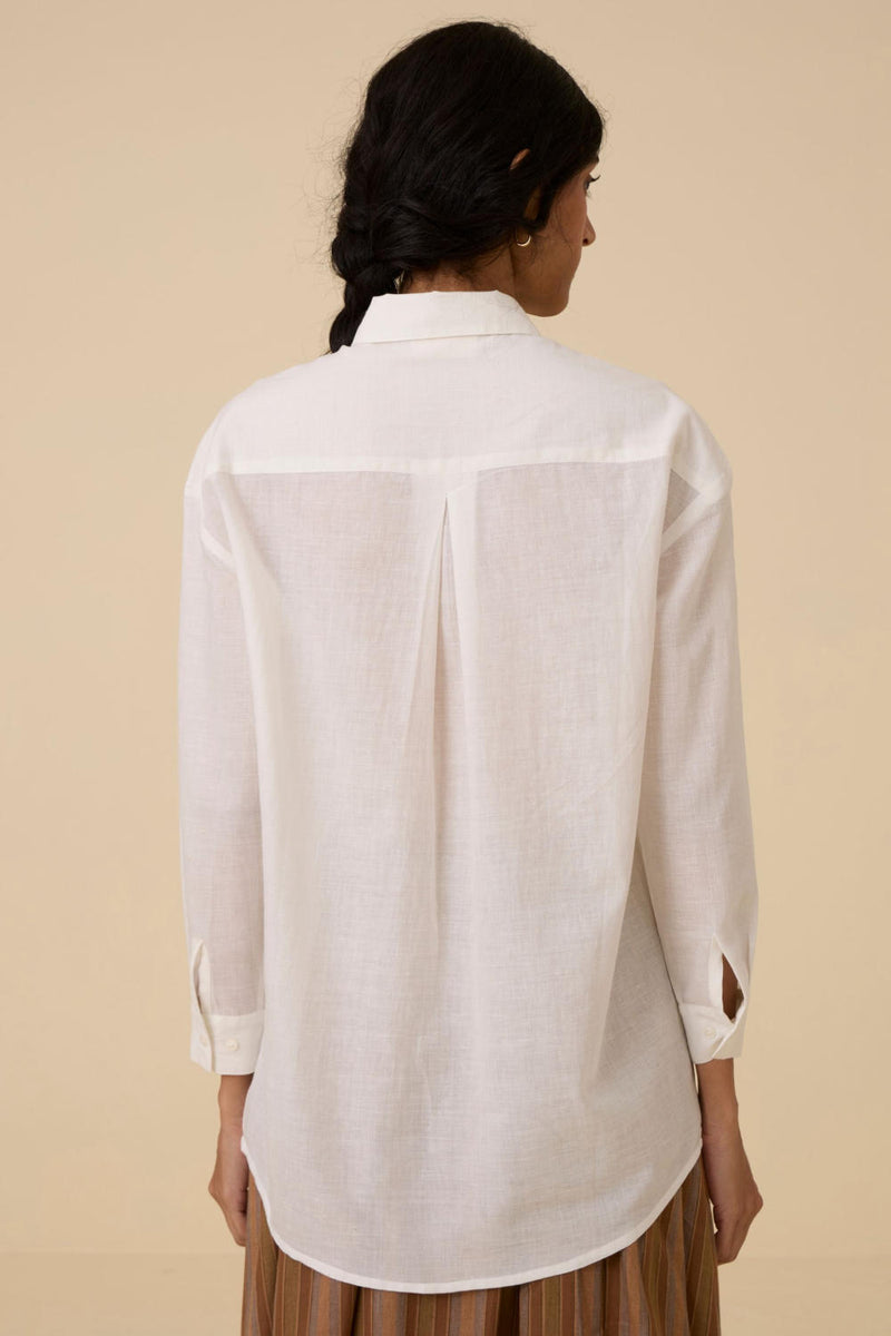 Joyce Embroidered handwoven shirt cotton by The Summer House in white color for women in Singapore