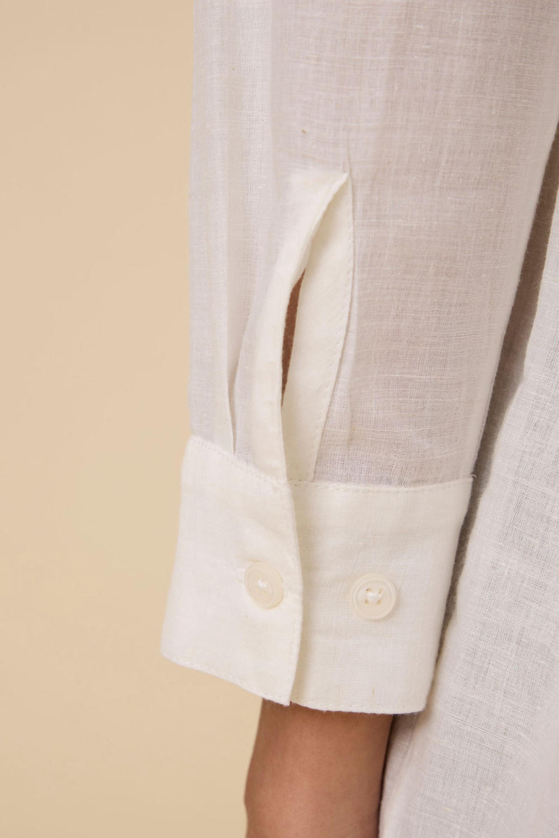 Joyce Embroidered handwoven shirt cotton by The Summer House in white color for women in Singapore