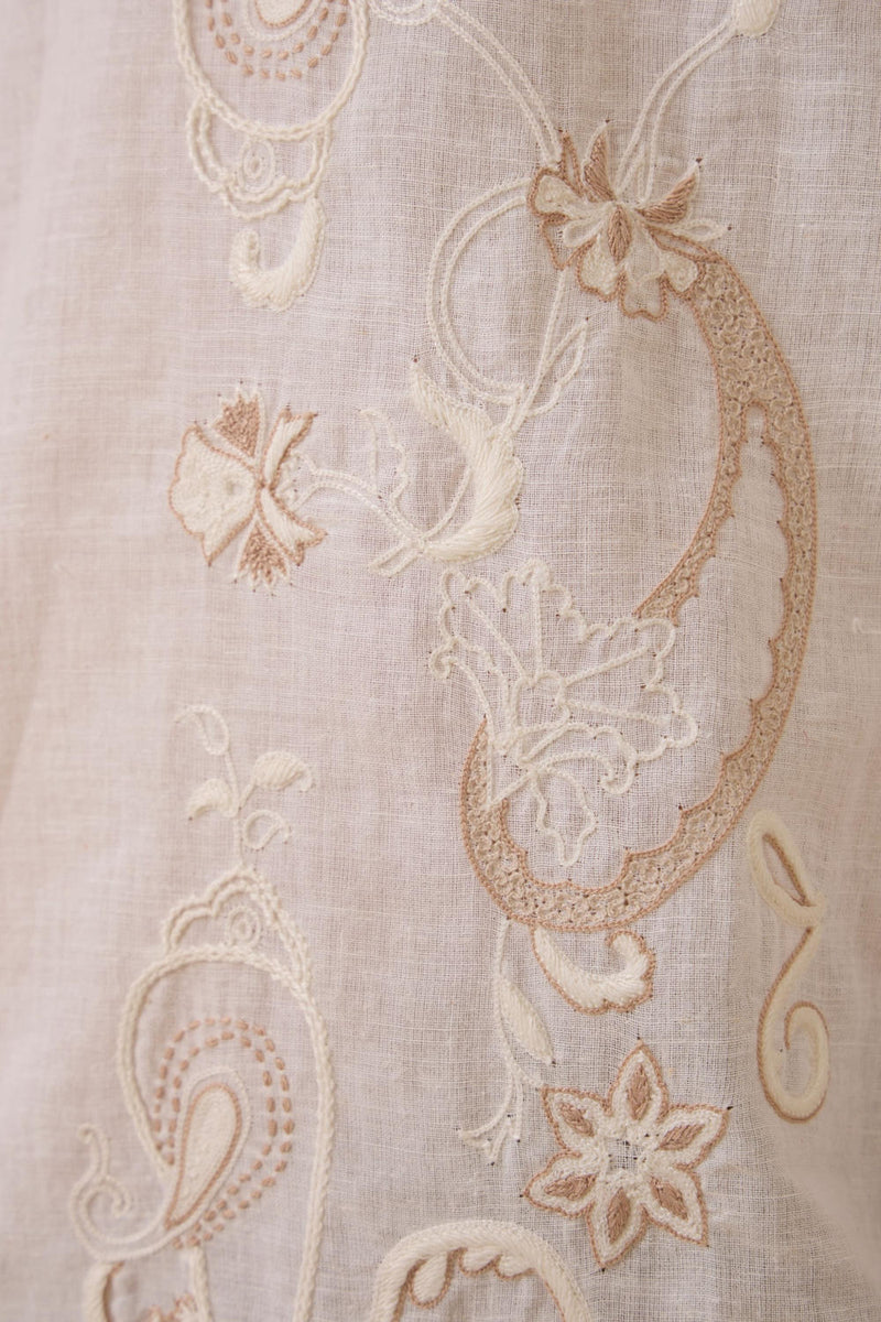 Joyce Embroidered handwoven shirt cotton by The Summer House in white color for women in Singapore