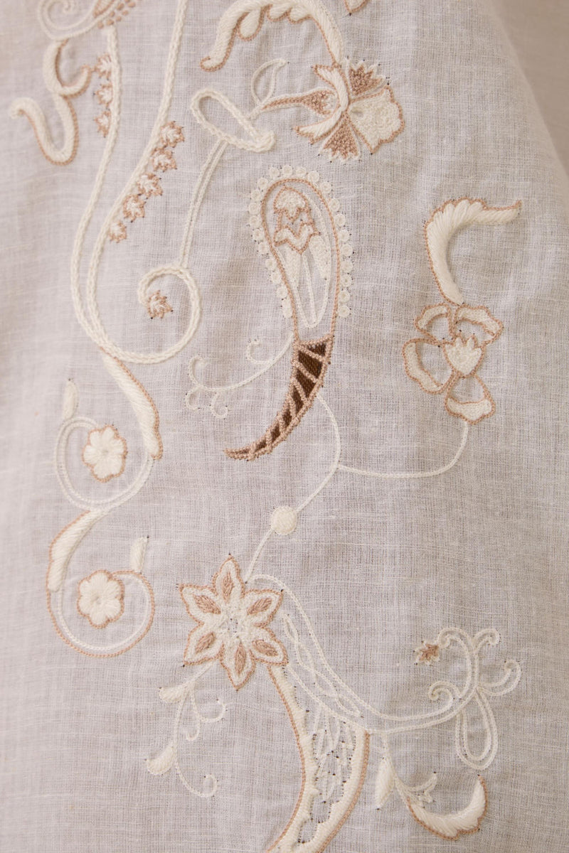 Joyce Embroidered handwoven shirt cotton by The Summer House in white color for women in Singapore