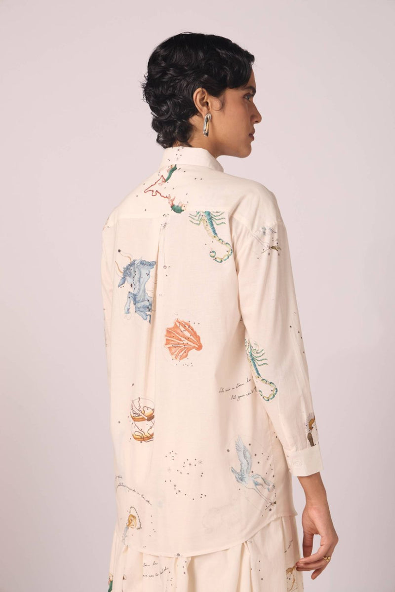 Joyce Zodiac Print Cotton Shirt cotton by The Summer House for women in Singapore