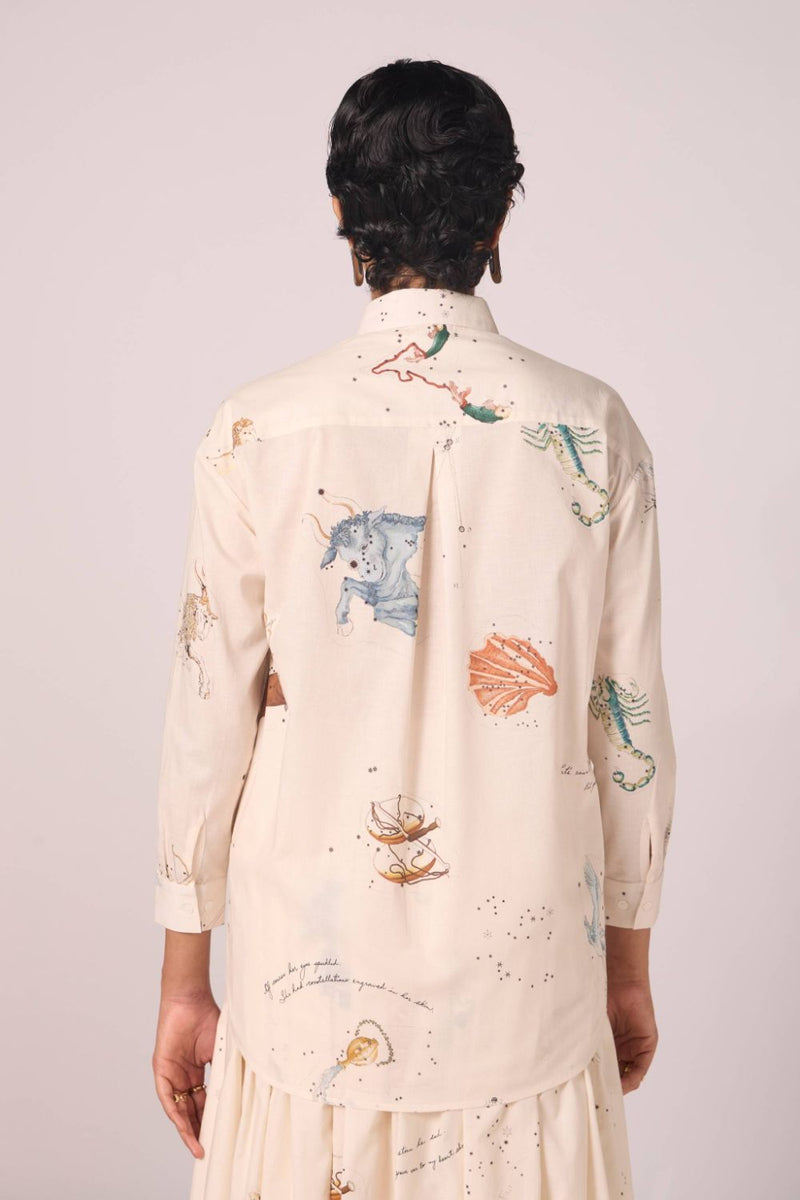 Joyce Zodiac Print Cotton Shirt cotton by The Summer House for women in Singapore