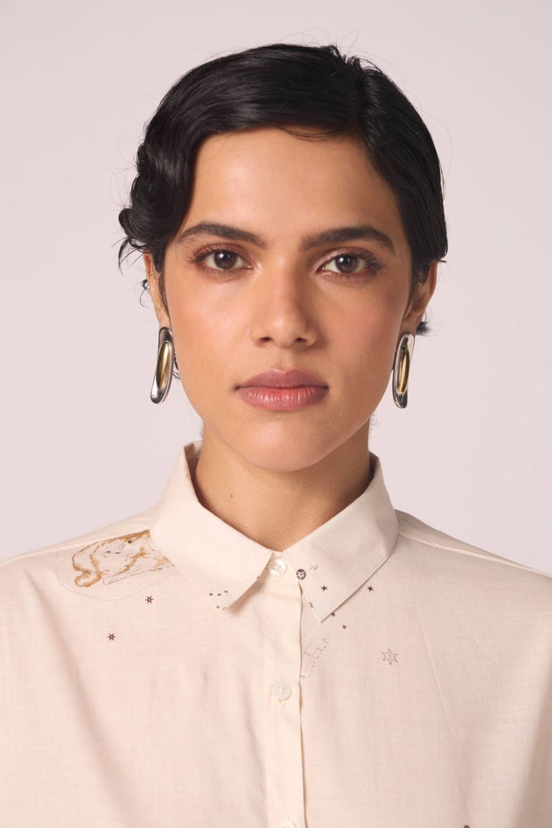 Joyce Zodiac Print Cotton Shirt cotton by The Summer House for women in Singapore