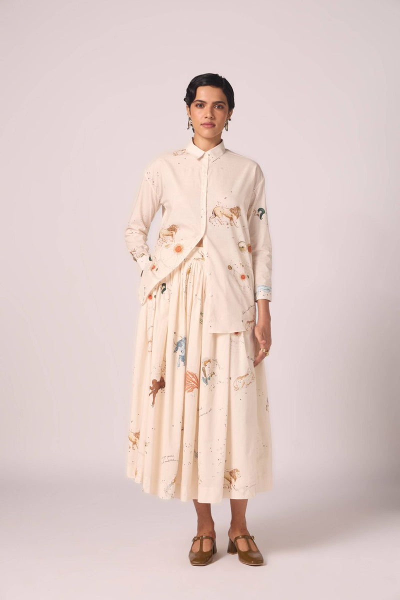 Joyce Zodiac Print Cotton Shirt cotton by The Summer House for women in Singapore