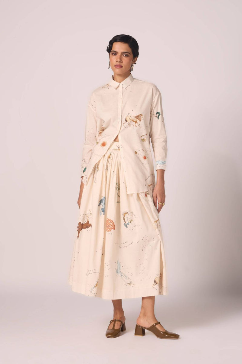 Joyce Zodiac Print Cotton Shirt cotton by The Summer House for women in Singapore