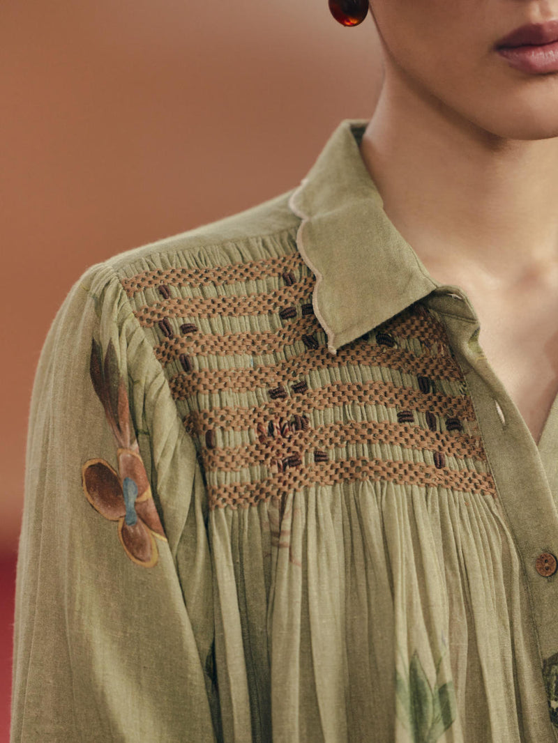 Judy Shirt - Sage Green Botanical by CORD for in Singapore
