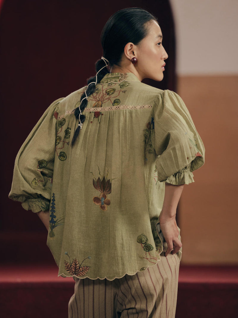 Judy Shirt - Sage Green Botanical by CORD for in Singapore