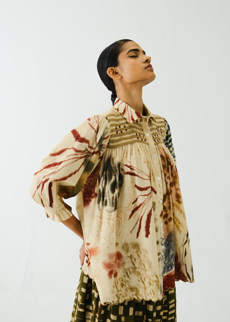 Judy Shirt-Abstract cotton by CORD for women in Singapore