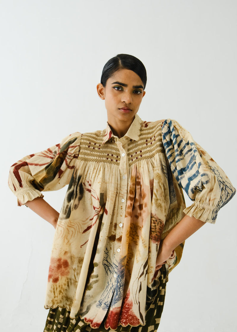 Judy Shirt-Abstract cotton by CORD for women in Singapore