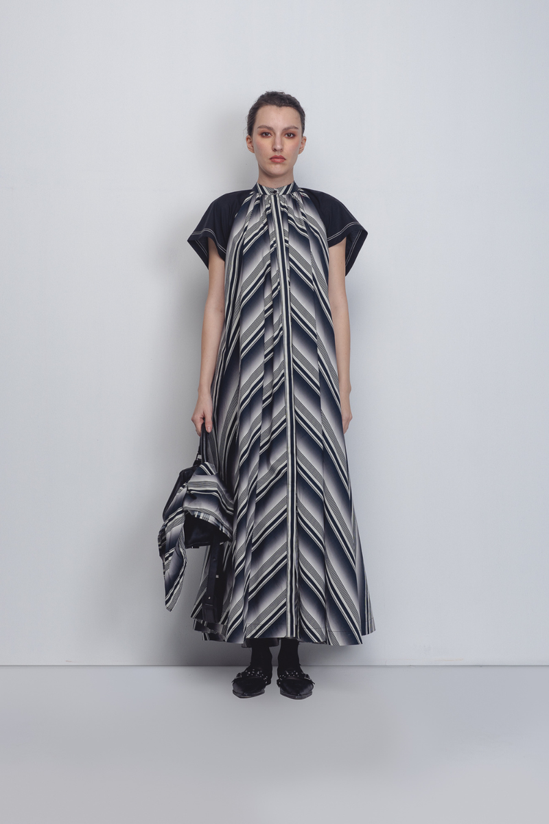 Julia Tent Dress - Black + White Stripes cotton Buy Julia Tent Dress - Black + White Stripes from C&W | Dresses for Women by Leh Studios in black color for women in Singapore