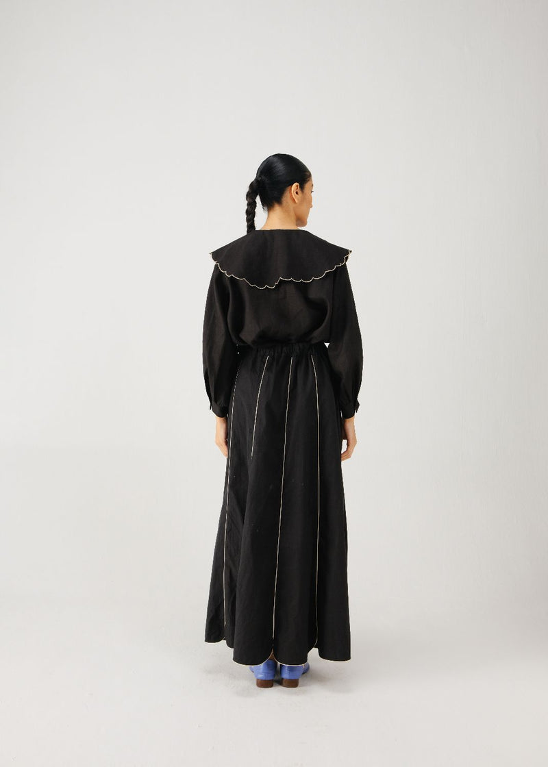 Julia top-Black rose emb. linen by CORD for women in Singapore