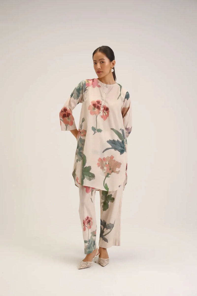 Juliet White Short Kurta Set cotton light kurta set by YAM in white for women in Singapore