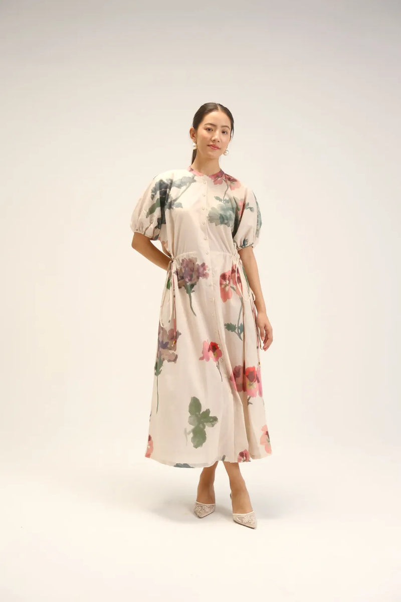 Juliet White Side Tie-up Dress cotton dress by YAM in white for women in Singapore