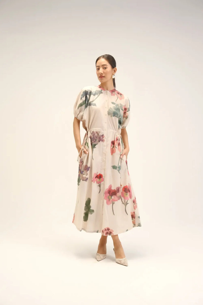 Juliet White Side Tie-up Dress