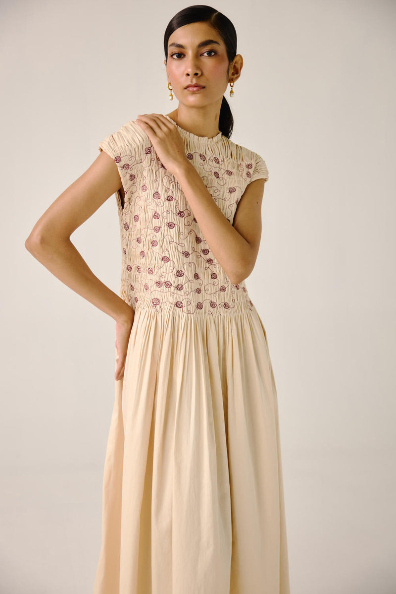 July Dress-Ivory Anaar emb. satin by CORD for women in Singapore