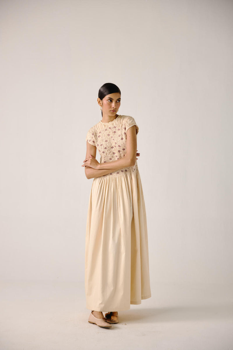 July Dress-Ivory Anaar emb. satin by CORD for women in Singapore
