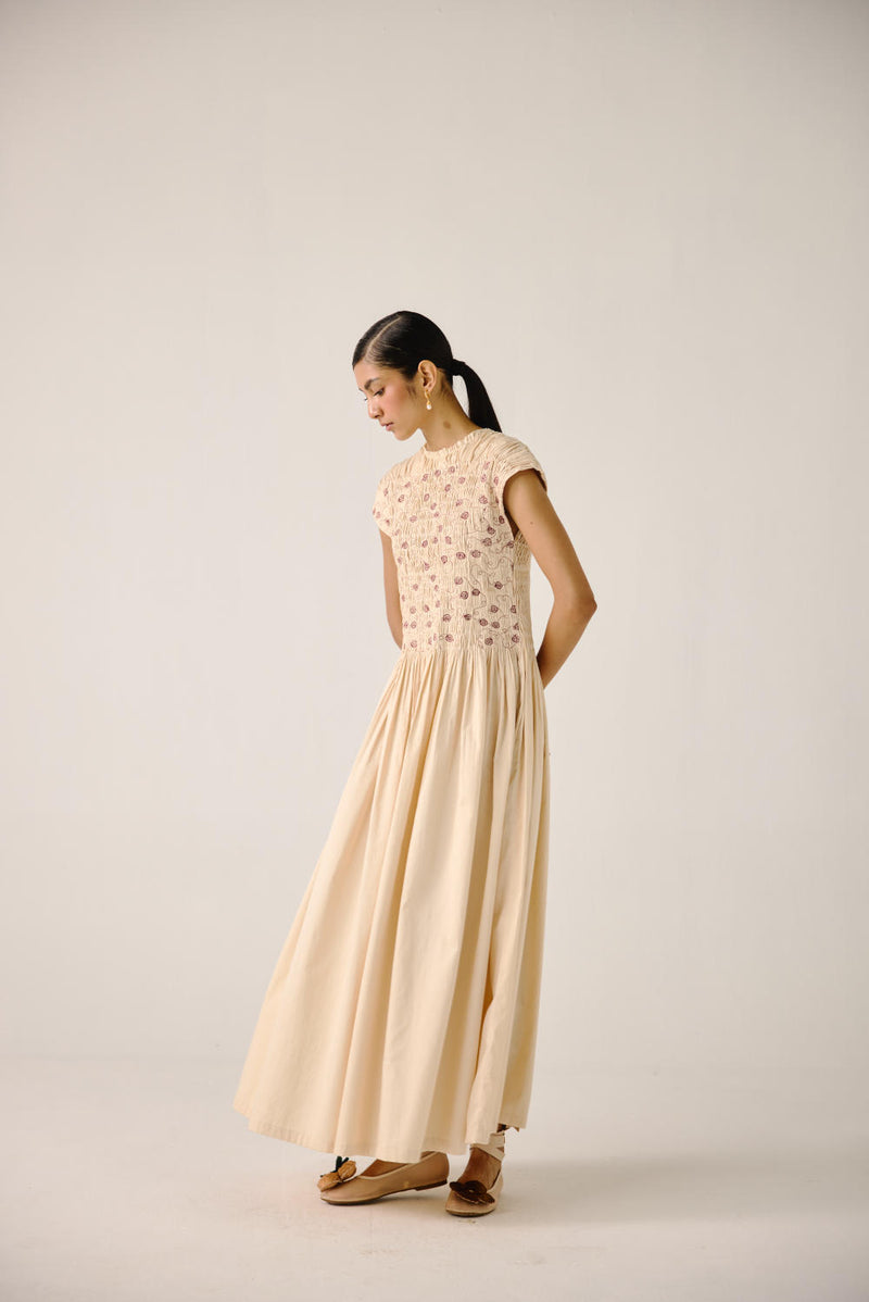 July Dress-Ivory Anaar emb. satin by CORD for women in Singapore