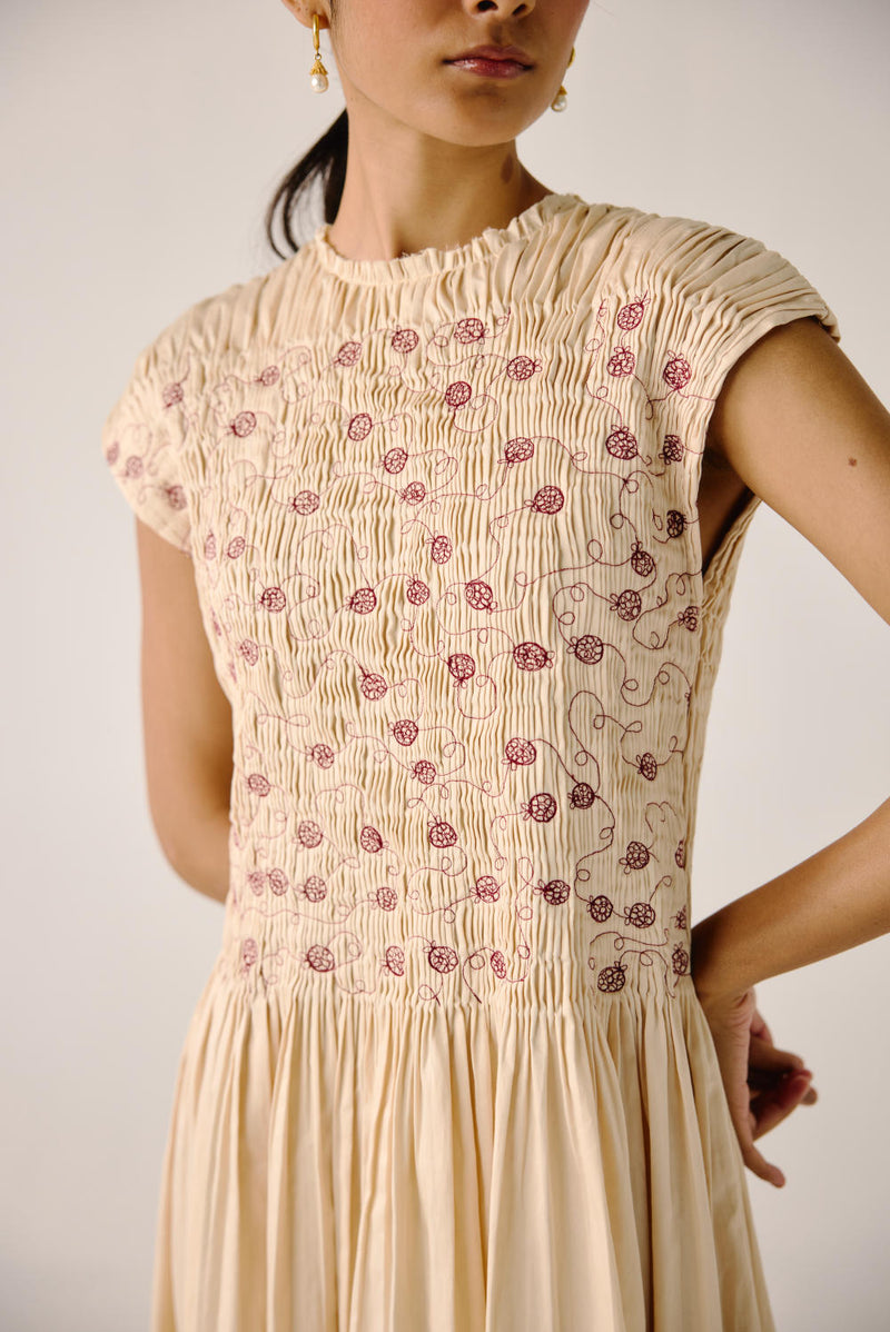 July Dress-Ivory Anaar emb. satin by CORD for women in Singapore