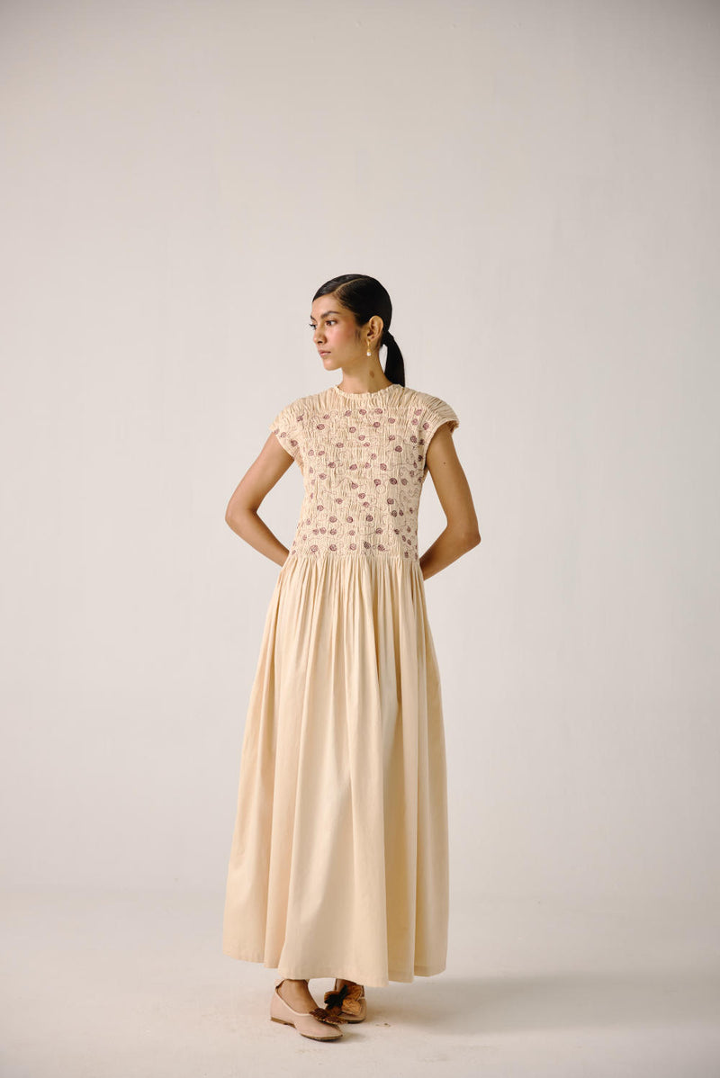 July Dress-Ivory Anaar emb. satin by CORD for women in Singapore