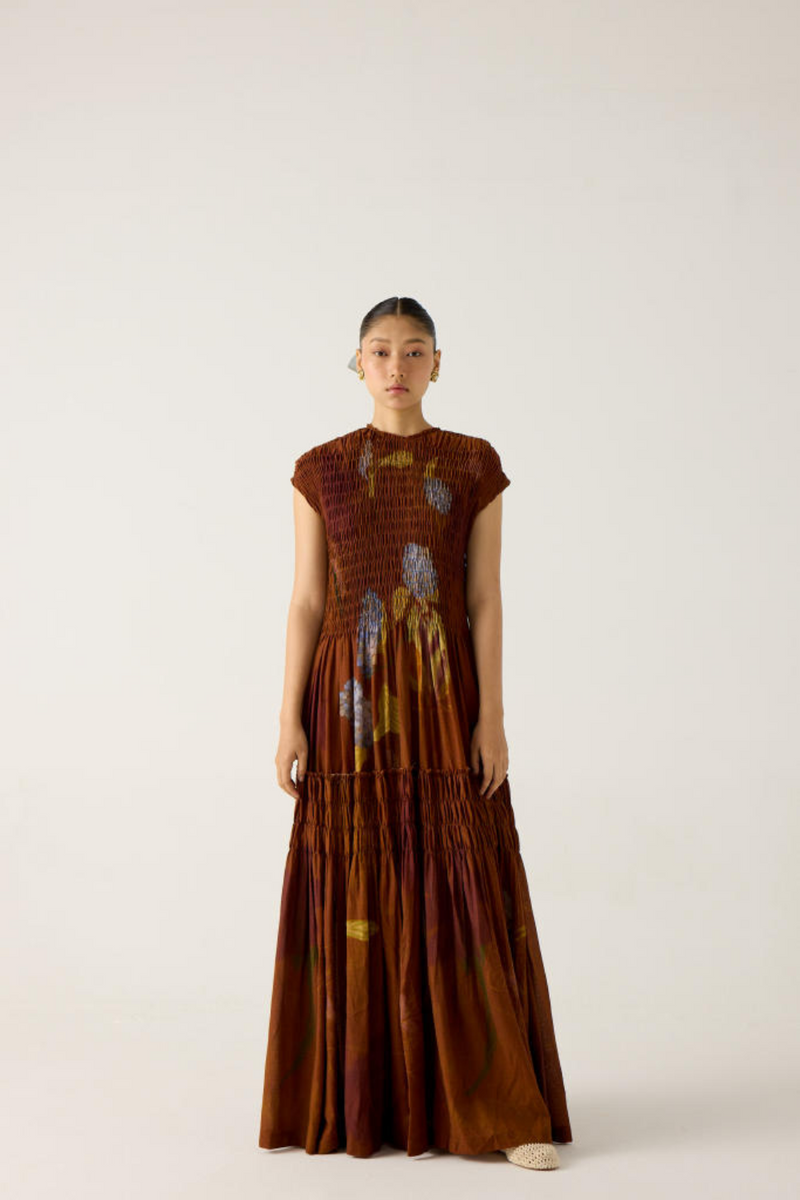 JULY DRESS-FOLIAGE cotton by CORD in multi for women in Singapore