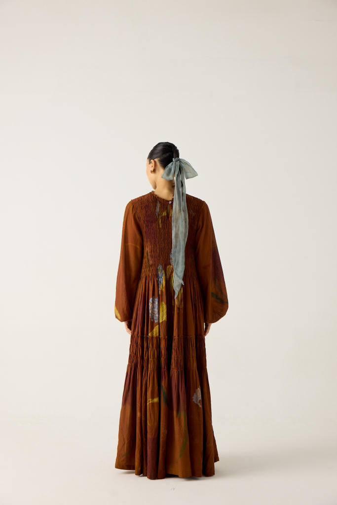 JULY DRESS (FULL-SLEEVES)-FOLIAGE cotton by CORD in multi for women in Singapore