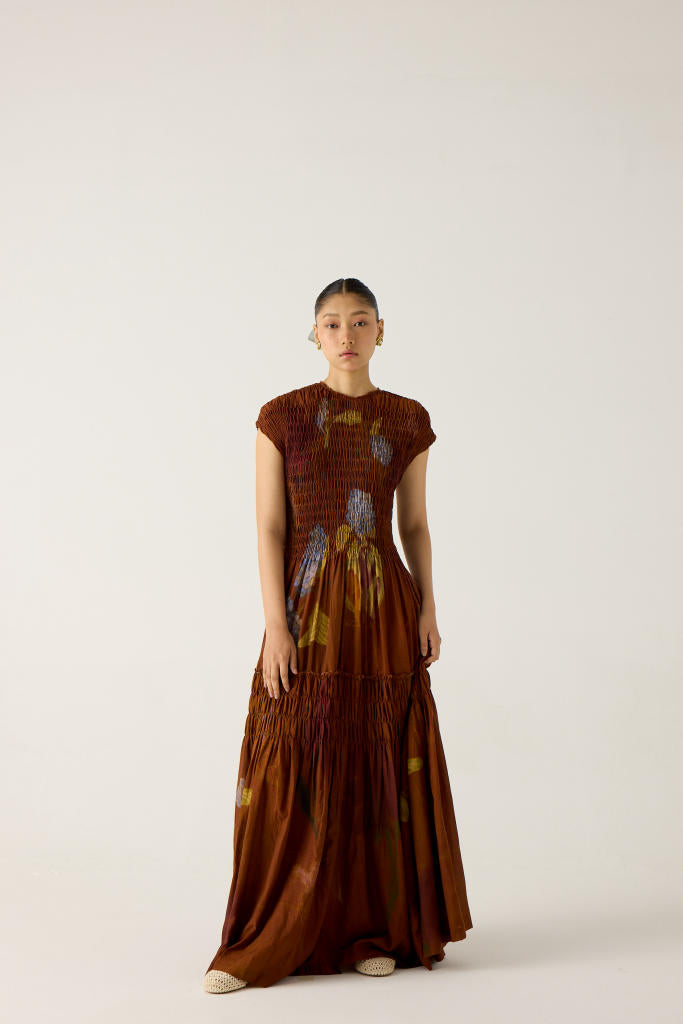 JULY DRESS-FOLIAGE cotton by CORD in multi for women in Singapore