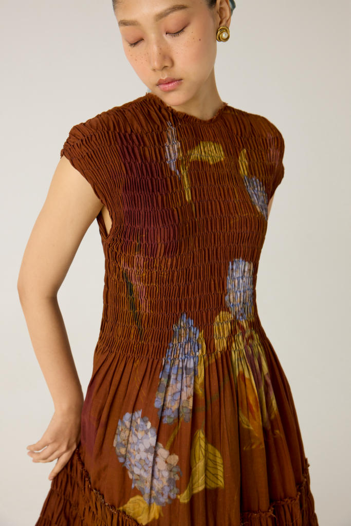 JULY DRESS-FOLIAGE cotton by CORD in multi for women in Singapore
