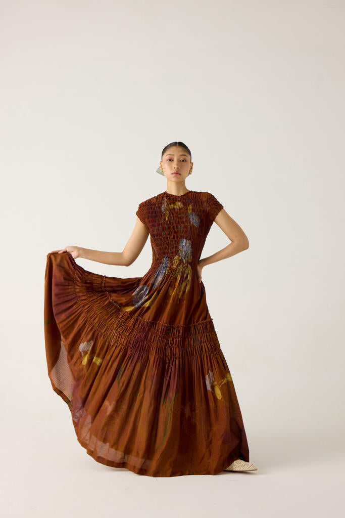 JULY DRESS-FOLIAGE cotton by CORD in multi for women in Singapore