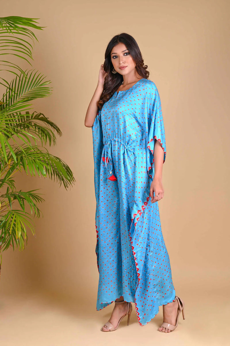 JUMPSUIT-SKY BLUE silk by Dyelogue in blue color for women in Singapore