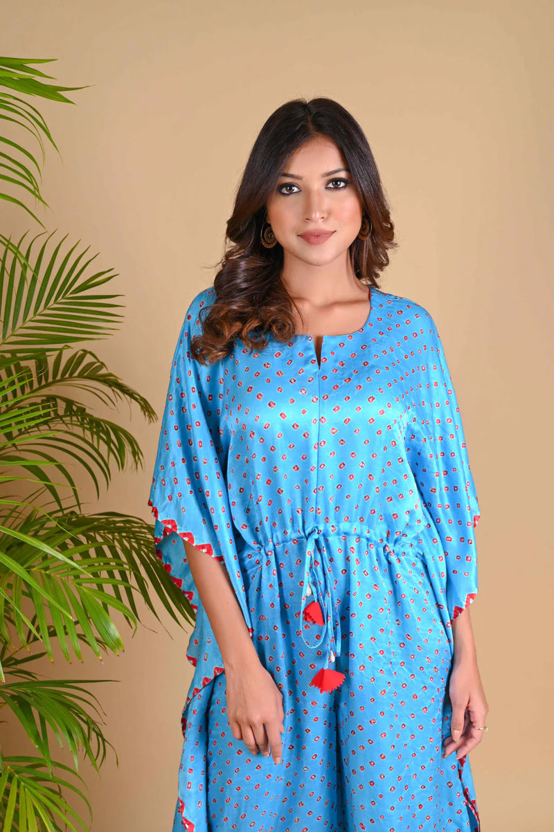 JUMPSUIT-SKY BLUE silk by Dyelogue in blue color for women in Singapore
