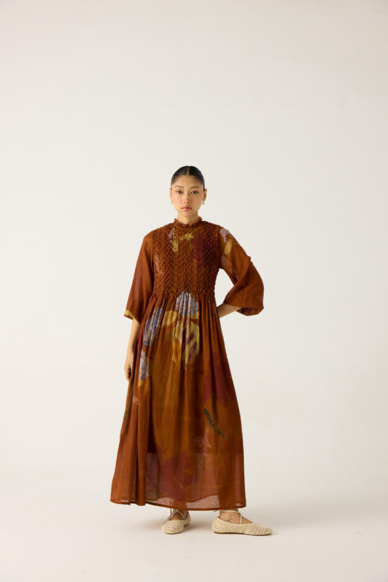 JUNE DRESS-FOLIAGE cotton by CORD in multi for women in Singapore