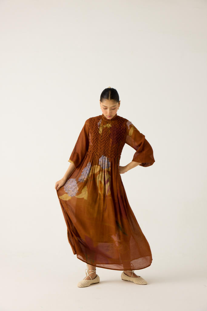 JUNE DRESS-FOLIAGE cotton by CORD in multi for women in Singapore