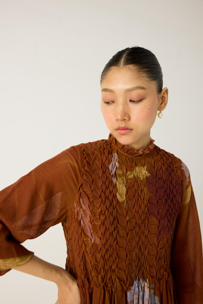 JUNE DRESS-FOLIAGE cotton by CORD in multi for women in Singapore