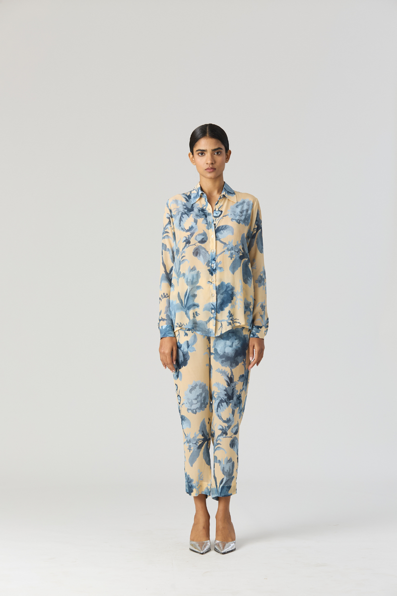 JUNO CO-ORD SET by Yam in blue color for women in Singapore