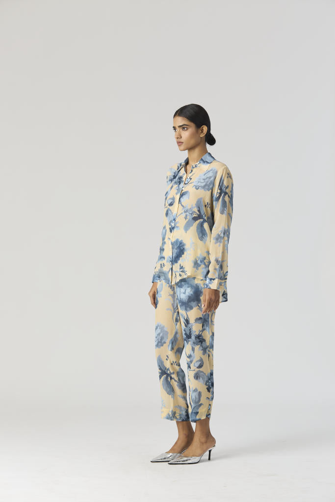 JUNO CO-ORD SET by Yam in blue color for women in Singapore