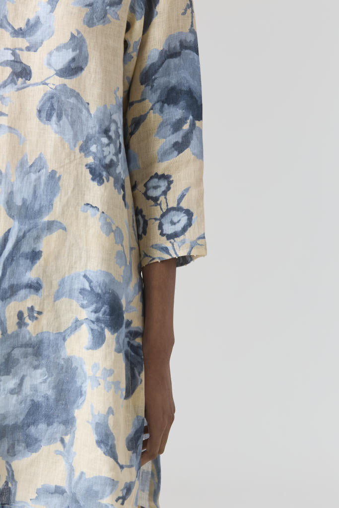 JUNO LINEN KURTA SET linen by Yam in blue color for women in Singapore