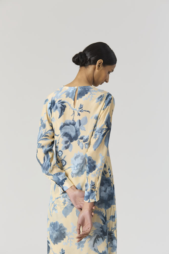 JUNO SIDE WRAP KURTA SET by Yam in blue color for women in Singapore